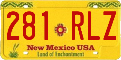 NM license plate 281RLZ