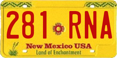 NM license plate 281RNA