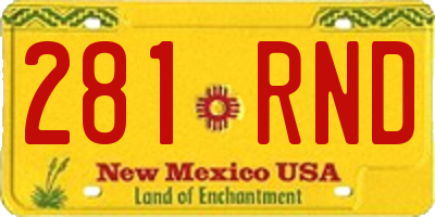 NM license plate 281RND