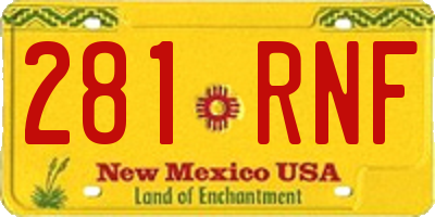 NM license plate 281RNF