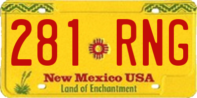 NM license plate 281RNG