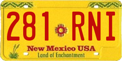 NM license plate 281RNI
