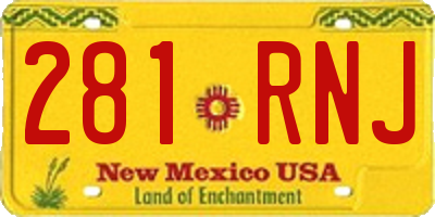 NM license plate 281RNJ