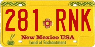 NM license plate 281RNK