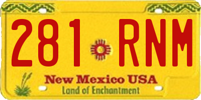 NM license plate 281RNM
