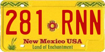 NM license plate 281RNN