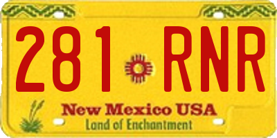 NM license plate 281RNR