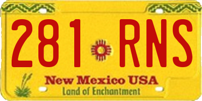 NM license plate 281RNS