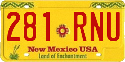 NM license plate 281RNU