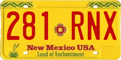 NM license plate 281RNX