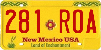 NM license plate 281ROA