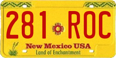 NM license plate 281ROC