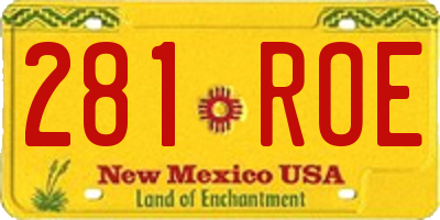 NM license plate 281ROE