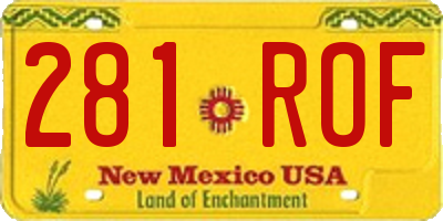 NM license plate 281ROF