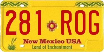 NM license plate 281ROG