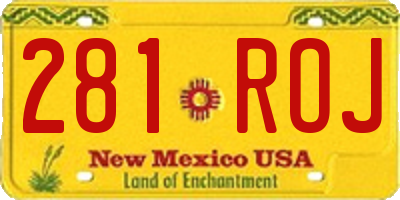 NM license plate 281ROJ