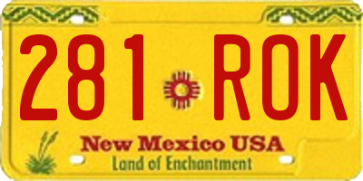 NM license plate 281ROK