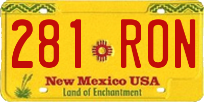 NM license plate 281RON