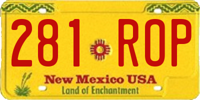 NM license plate 281ROP
