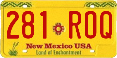 NM license plate 281ROQ