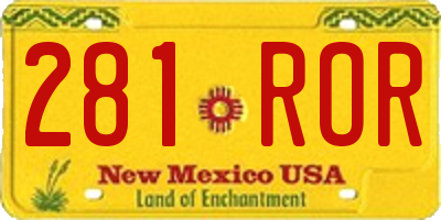 NM license plate 281ROR