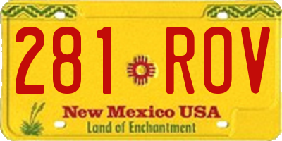 NM license plate 281ROV