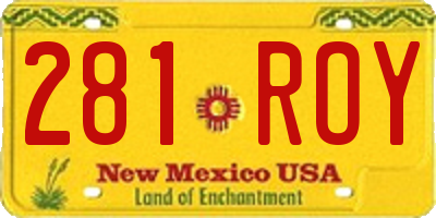 NM license plate 281ROY