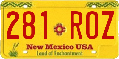 NM license plate 281ROZ