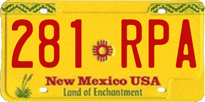 NM license plate 281RPA