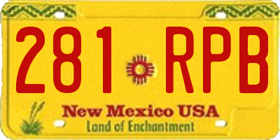 NM license plate 281RPB