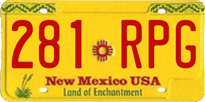 NM license plate 281RPG