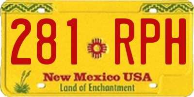 NM license plate 281RPH