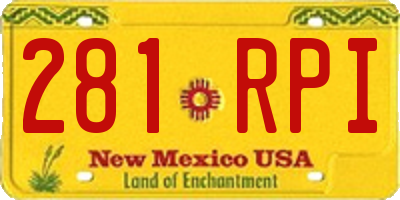 NM license plate 281RPI