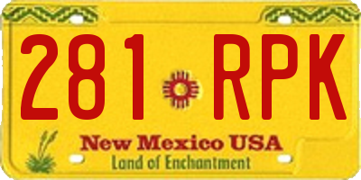 NM license plate 281RPK