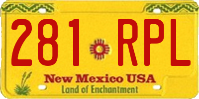 NM license plate 281RPL