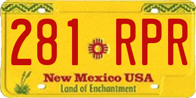 NM license plate 281RPR