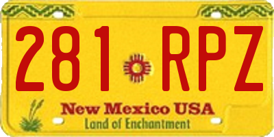 NM license plate 281RPZ