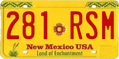 NM license plate 281RSM