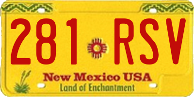 NM license plate 281RSV