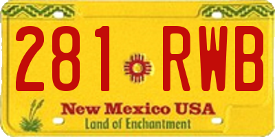 NM license plate 281RWB
