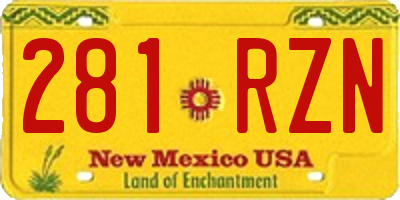 NM license plate 281RZN