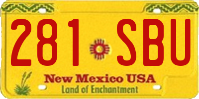 NM license plate 281SBU