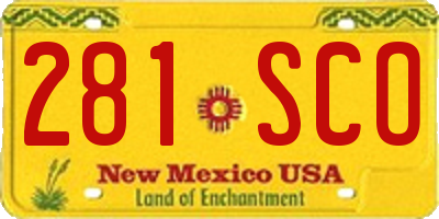 NM license plate 281SCO
