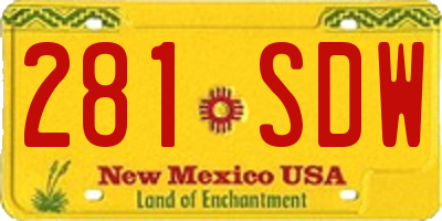 NM license plate 281SDW