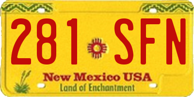 NM license plate 281SFN