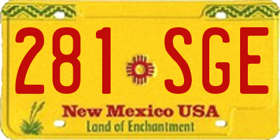 NM license plate 281SGE