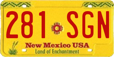 NM license plate 281SGN