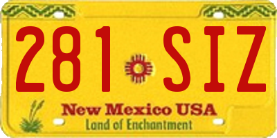 NM license plate 281SIZ