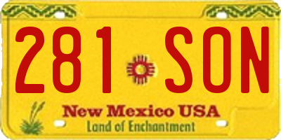 NM license plate 281SON