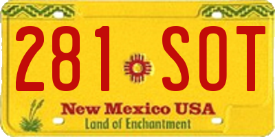 NM license plate 281SOT